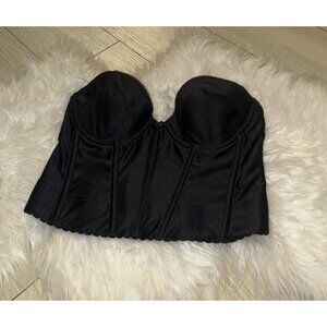Vintage Vtg Delicates Strapless Bustier Bra Soft Cup UW Boning Womens 36B Black